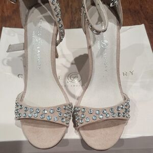 Dark nude micro suede heels